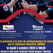 Visuel ceremonie commandement pompiers de montady salle claude nougaro 03 10 2024